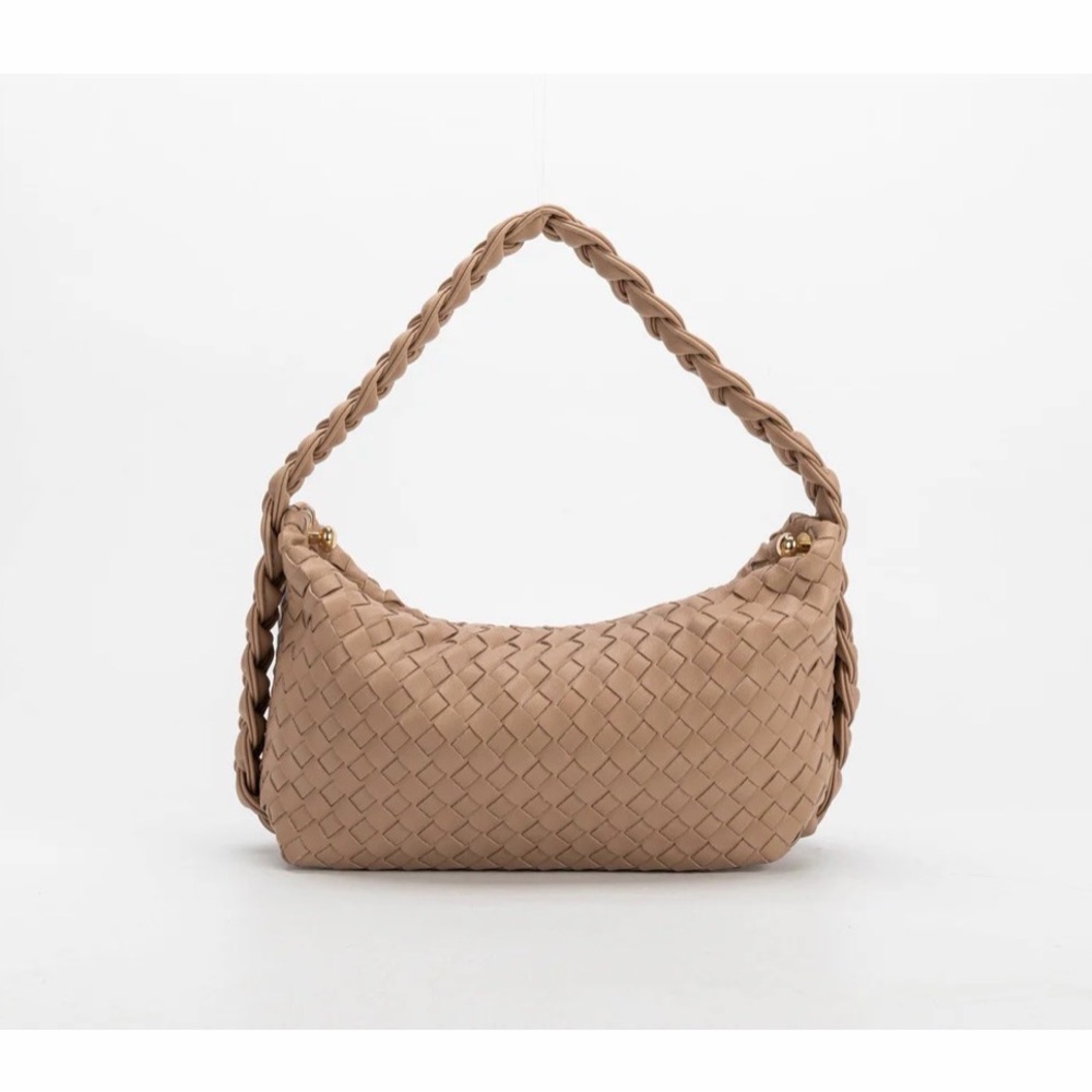 Melie Bianco Braided Woven Shoulder Bag (Alma Handle Bag)